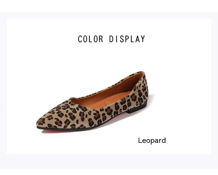 Low-cut Vintage Leopard Print Pointed-toe Soft Bottom Loafers