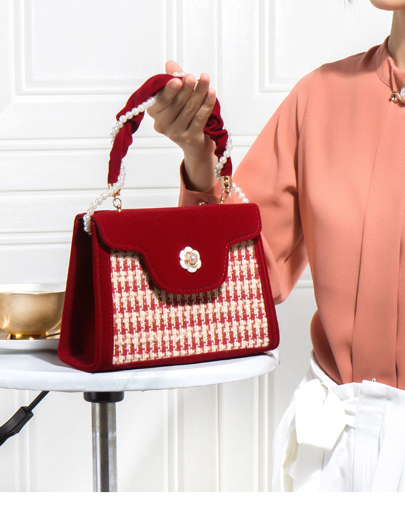 Bolso de boda para mujer, bolso de novia, de alta calidad, elegante, rojo, nicho, pequeño, portátil, 2024, nuevo