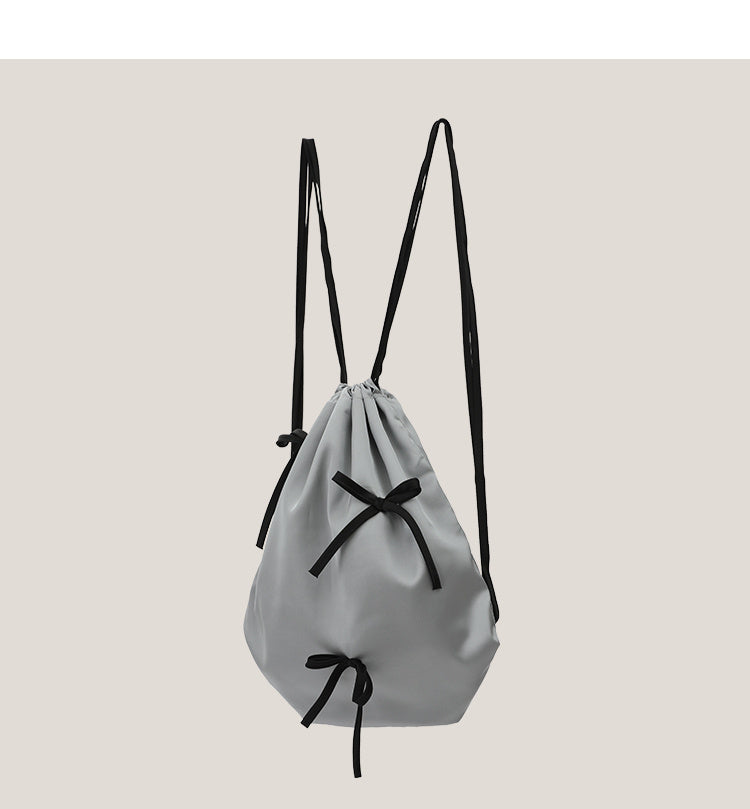 Silk Bow Drawstring Backpack Women's Cloth Bags