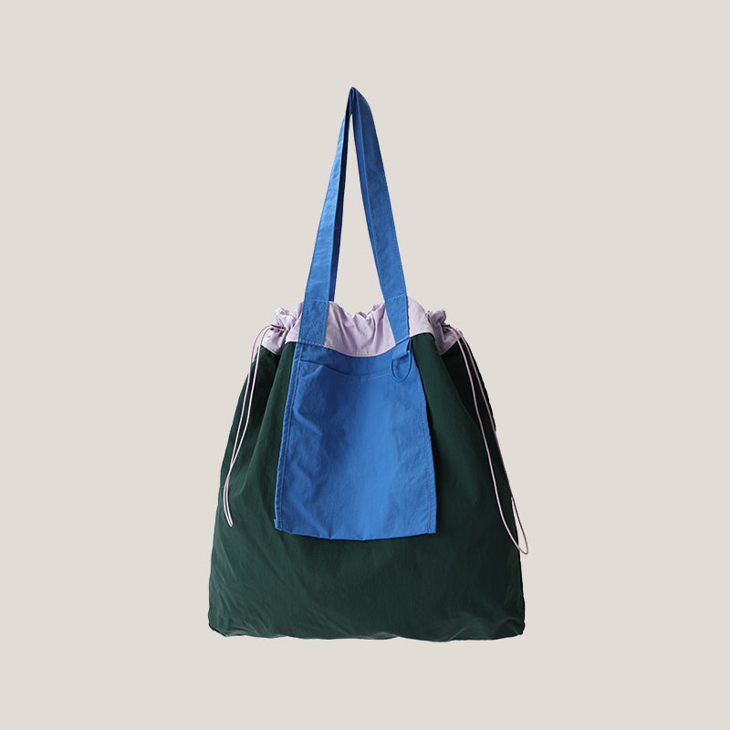 Bolso de lona de nailon de gran capacidad para mujer con diseño de contraste de color