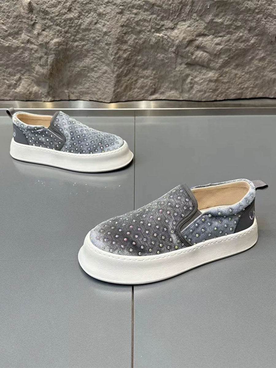 Rhinestone Men's Shoes Handsome Fried Street Slip-on