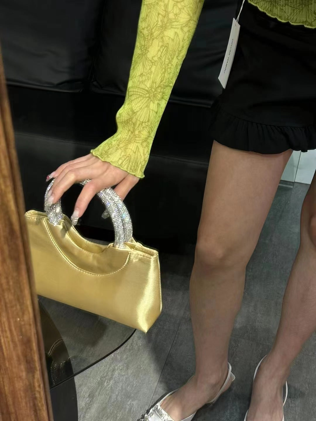 Bolso de mano de satén de seda con diamantes de imitación para cenas de mujer Diseño de interés especial