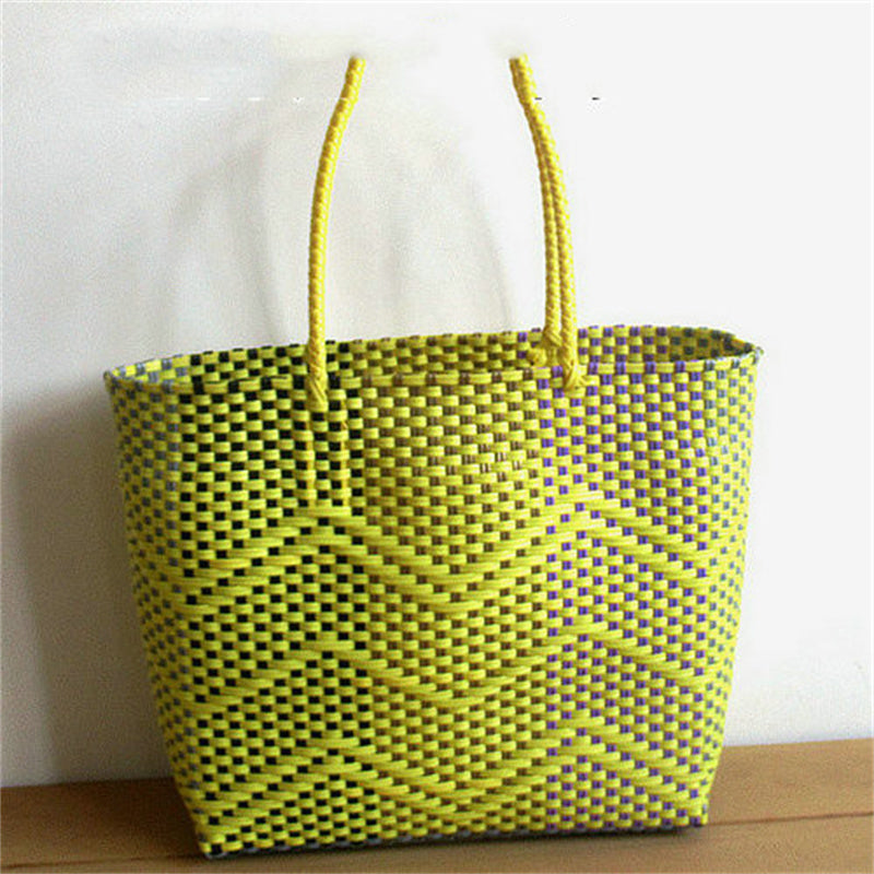 Women's Woven Wavy Tote Shopping Basket