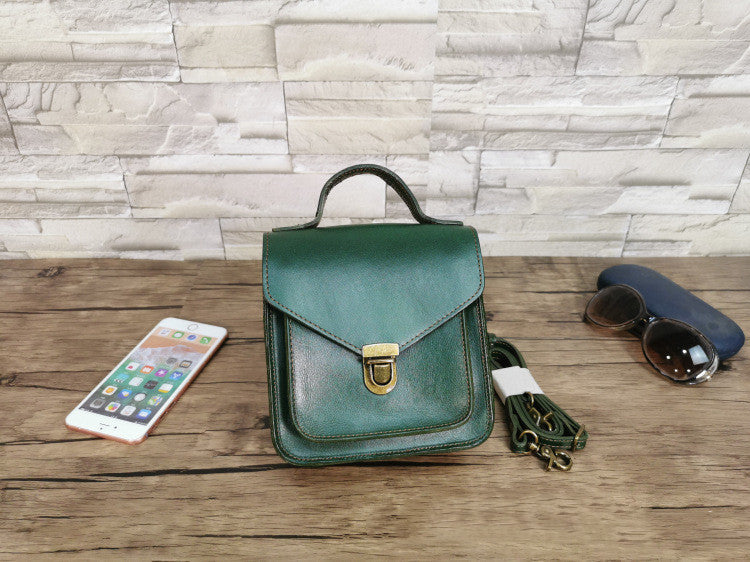 Vegetable Tanned Tree Cream Literary Women's Leather Messenger Bag