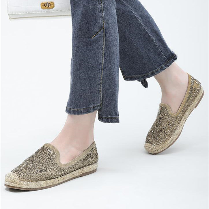 Women's Fashion Simple Sequins Full Diamond Flat Shoes