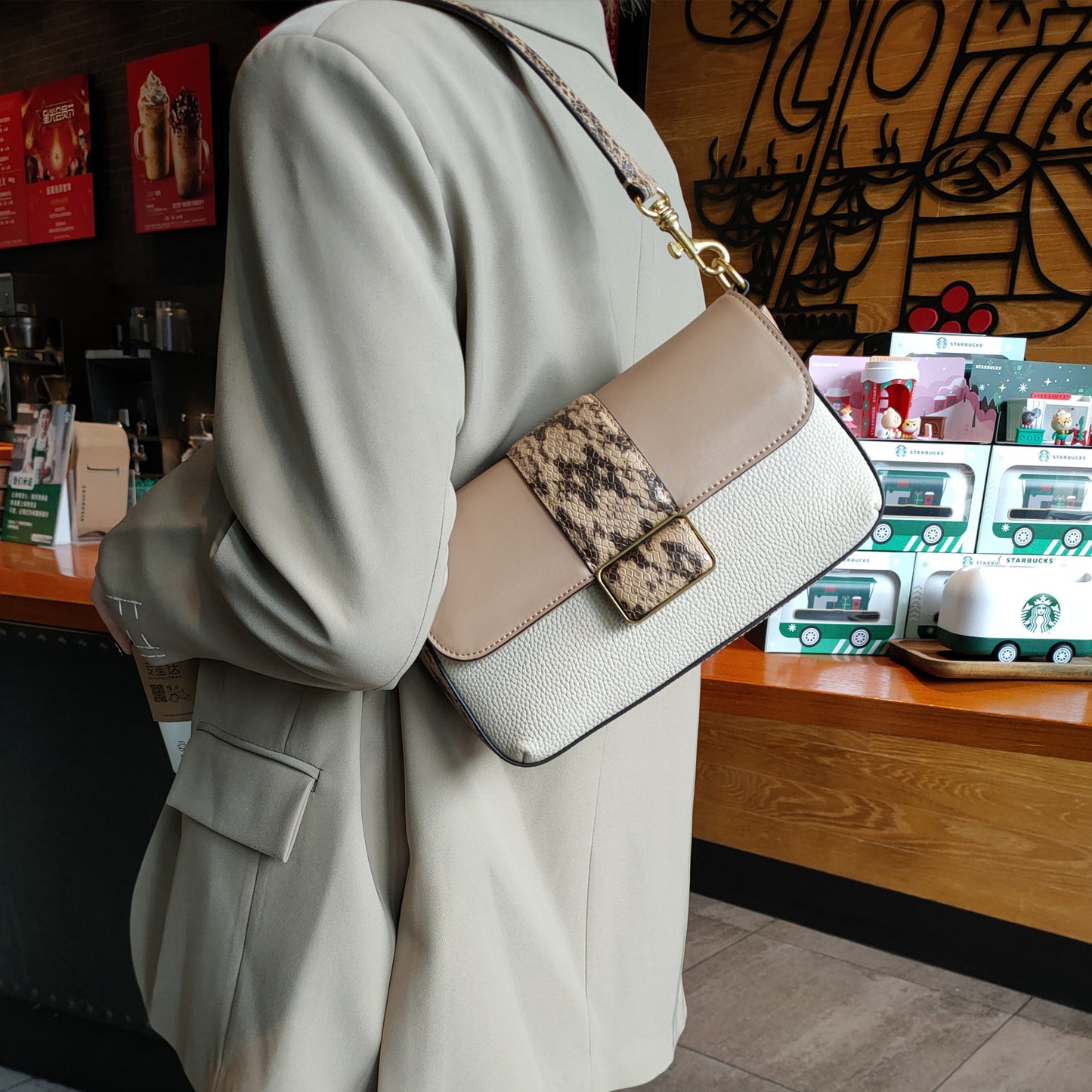 Women's Fashion Handheld Clash Color Shoulder Crossbody Bag