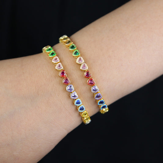 Pulsera de cadena de tenis con circonitas de colores, popular en Europa y América