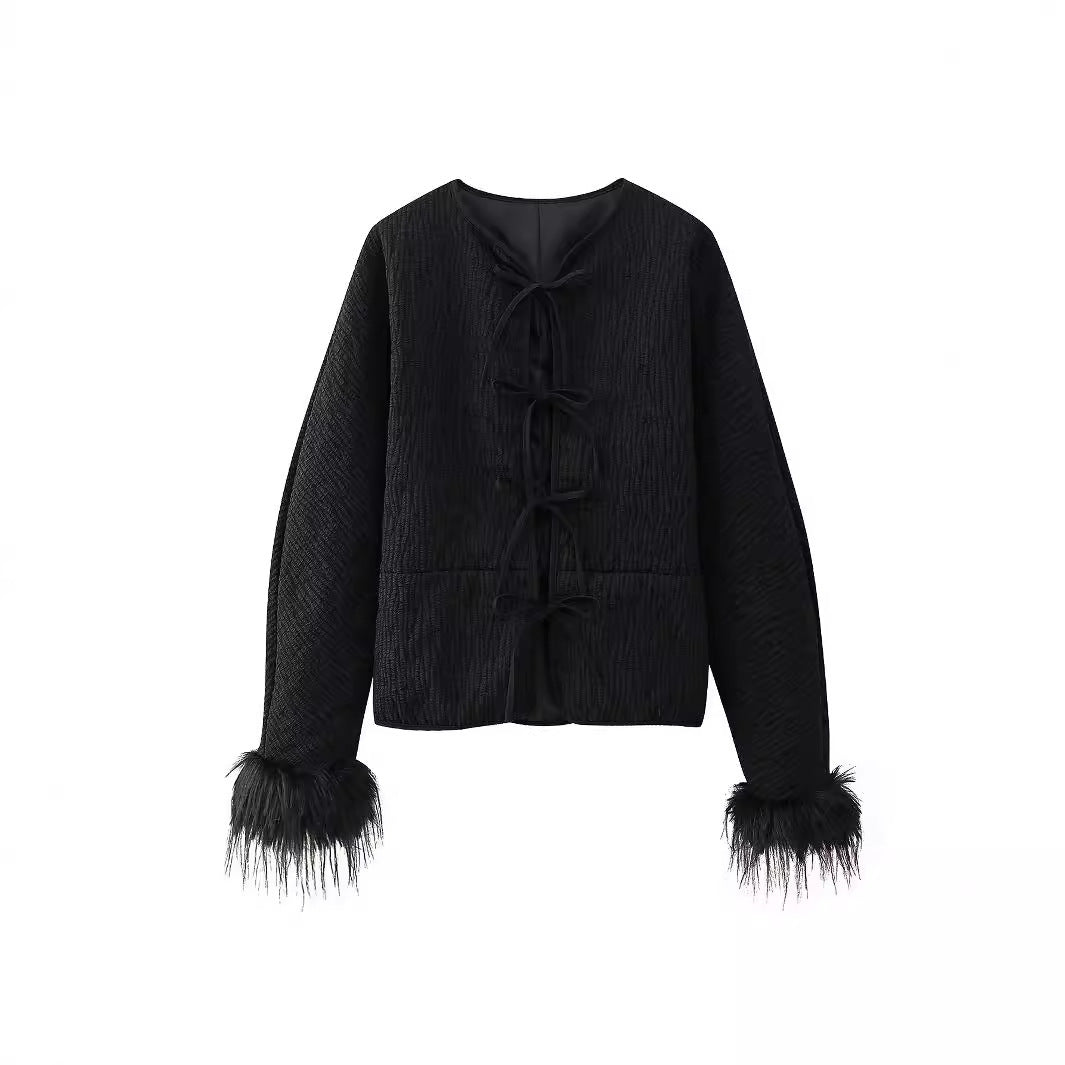 Cuff Fur Stitching Cotton Jacket