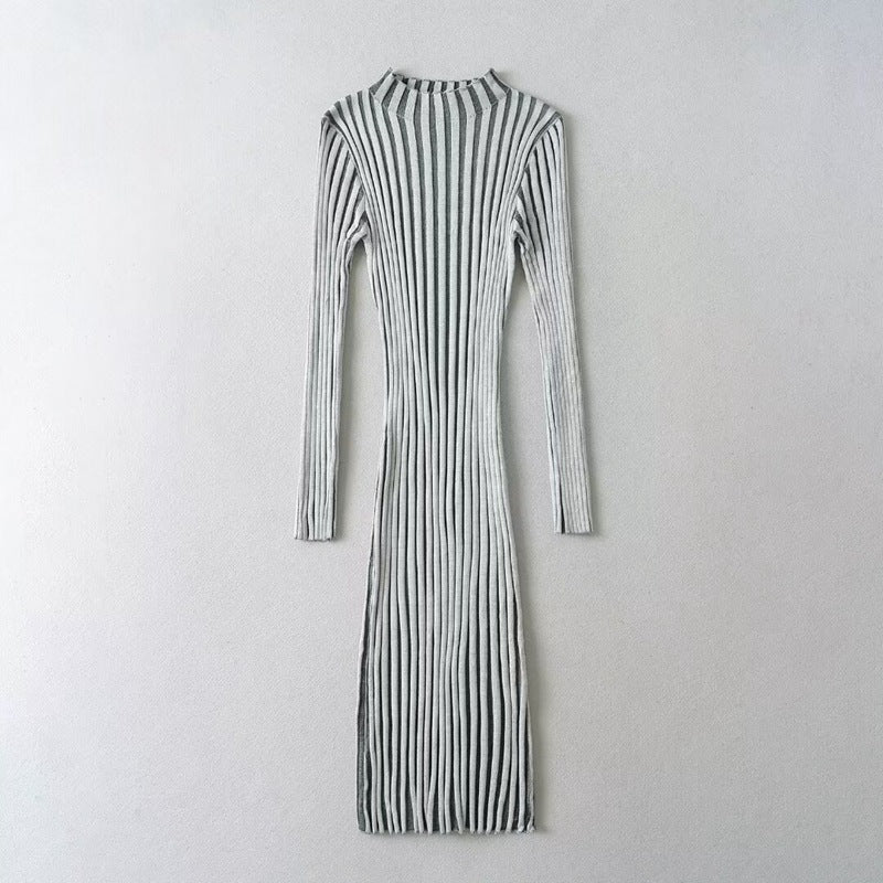 Women's Hot Girl Vertical Stripes Knitted Dress