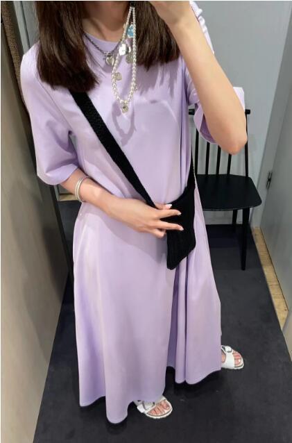 Vestido de punto con cuello redondo para mujer