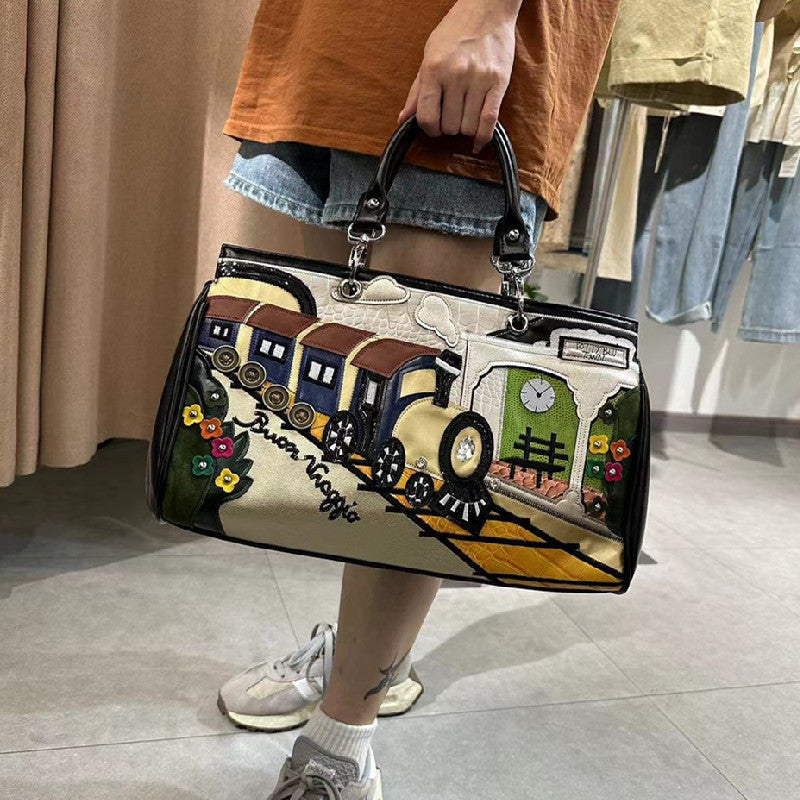 Women's Bag Fashion Stitching Embroidery Embroidered Bag