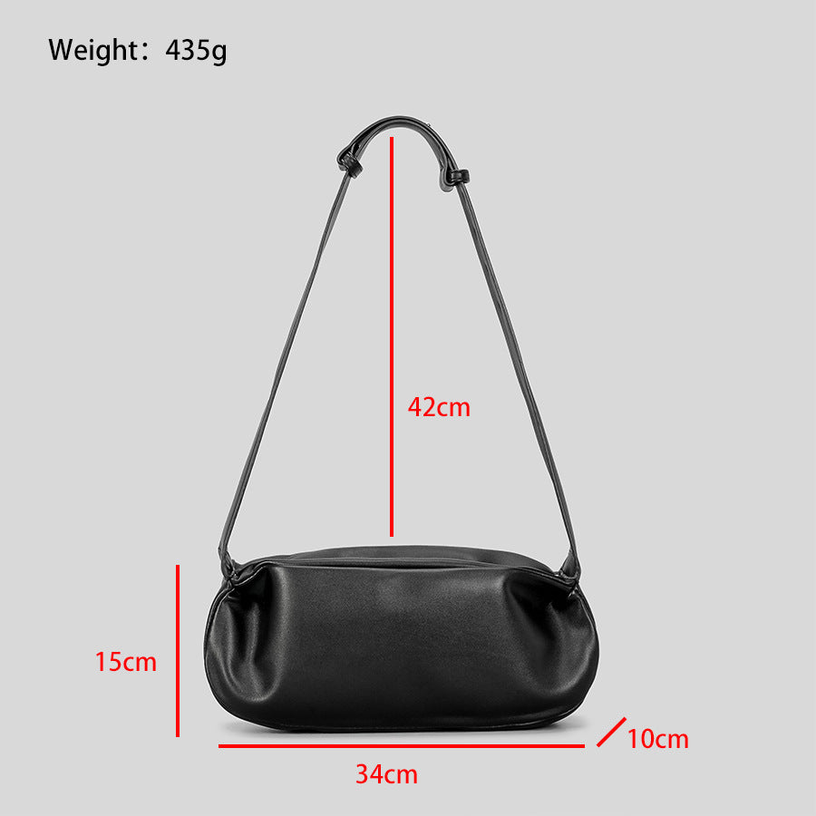 Wide Shoulder Strap Soft Pu Dumpling Bag Women