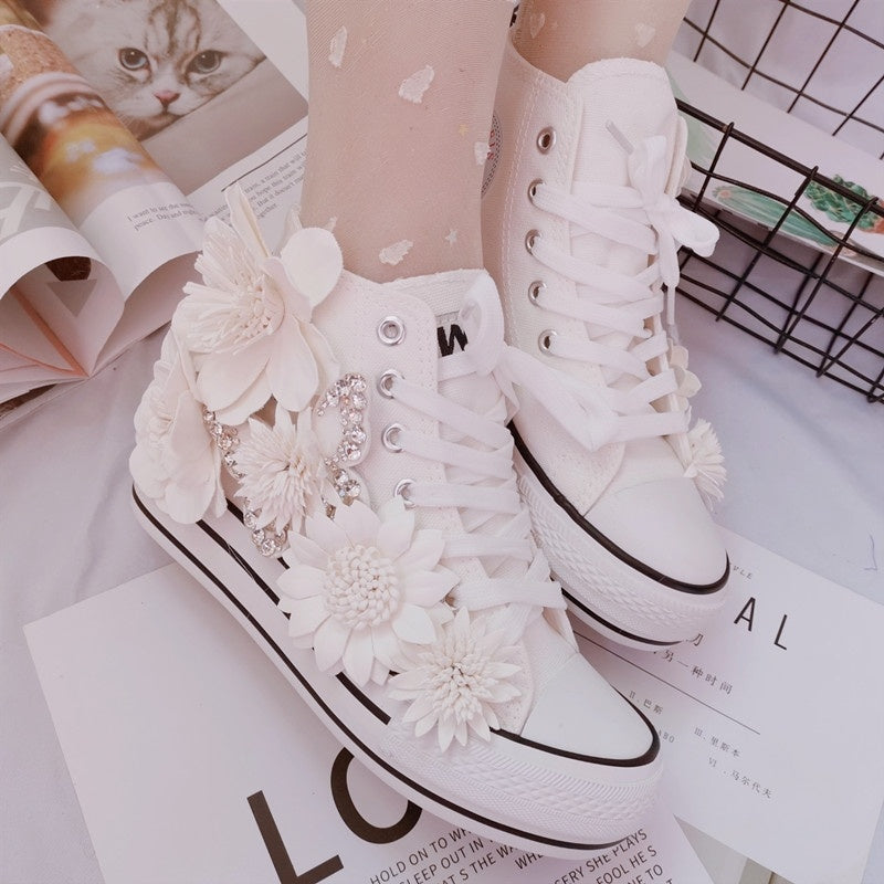 Butterfly Flower High Top Canvas Shoes