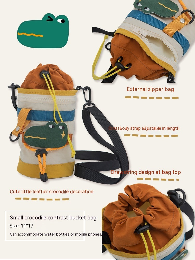 Cute Camping Style One Shoulder Crossbody Portable Small Bucket Bag