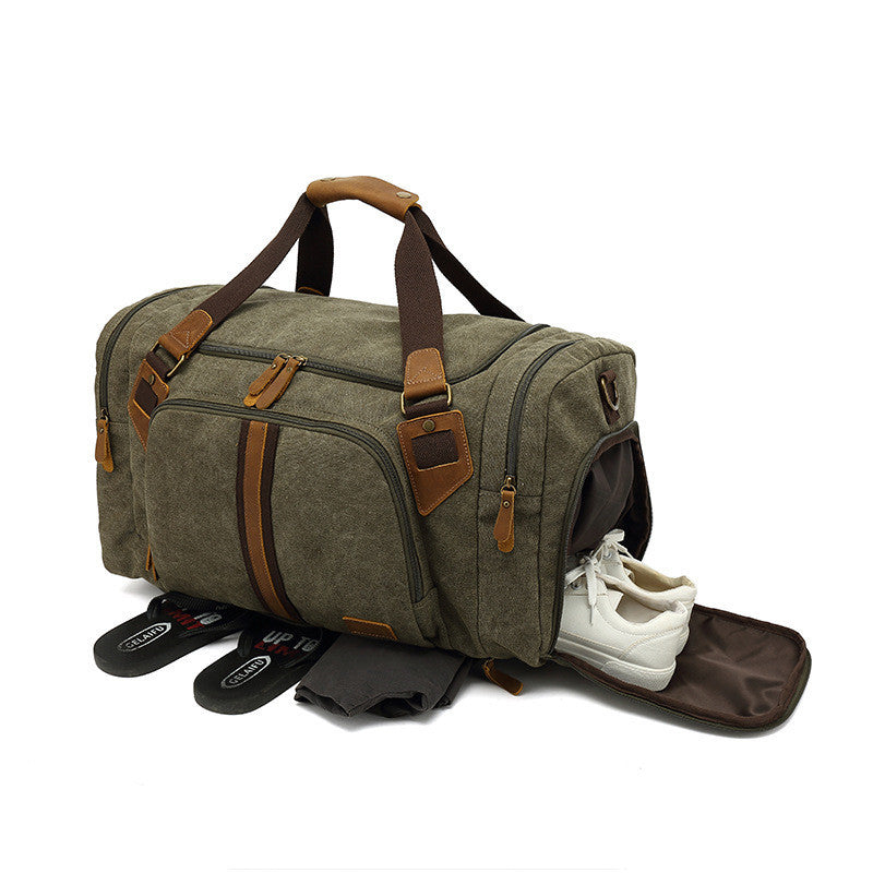 Men's Casual Canvas Wet And Dry Separation Travel Bag