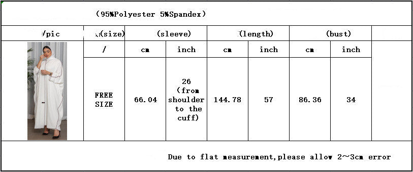 Bata abaya de mujer de talla grande con parches blancos