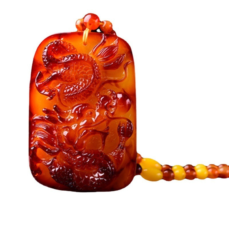 Pendentif Dragon Ambre en Cire d'Abeille