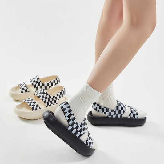 Tuned Checkerboard Black Sandals Female