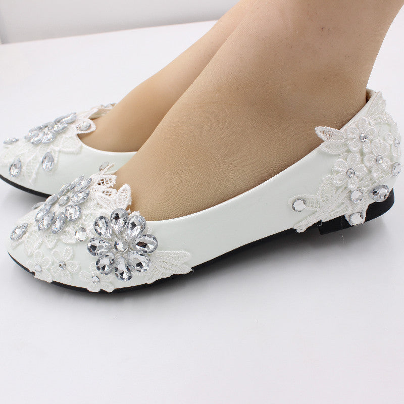 White Oversized Low Heeled Women's Shoes