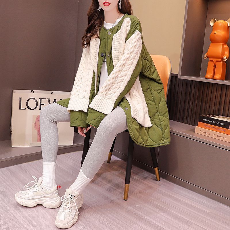 Women's Patchwork Sweater Cardigan Mid-length