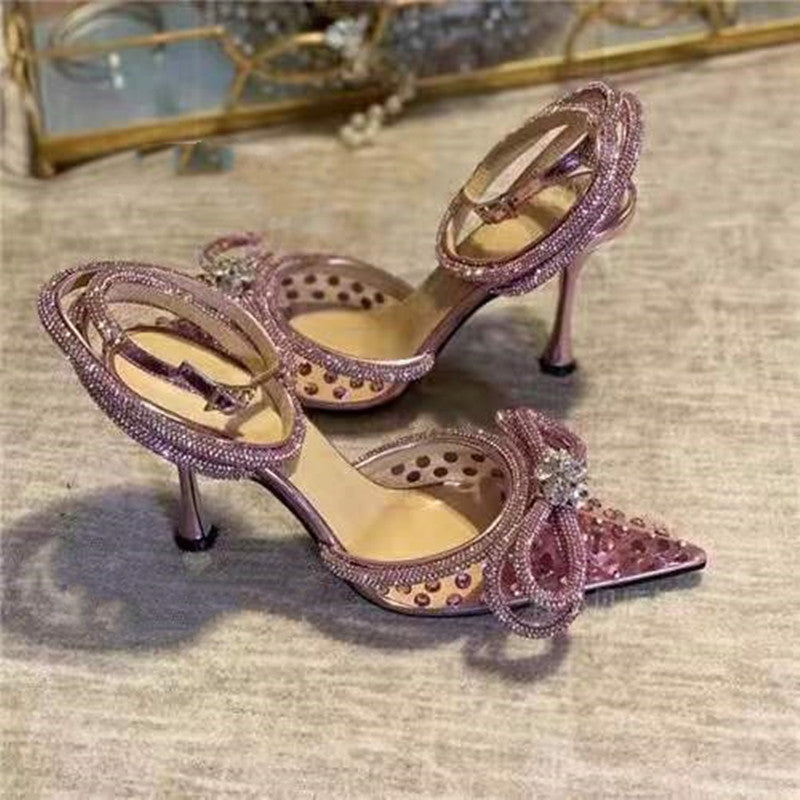 Rhinestone Transparent High Heeled Sandals