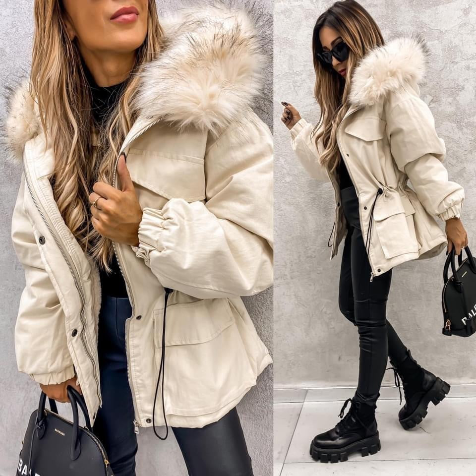 European And American Fur Collar Artificial Fur Parka