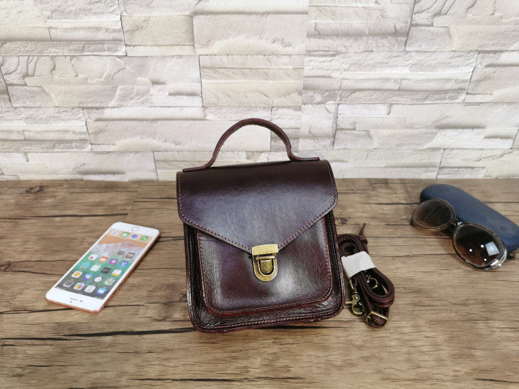 Vegetable Tanned Tree Cream Literary Women's Leather Messenger Bag