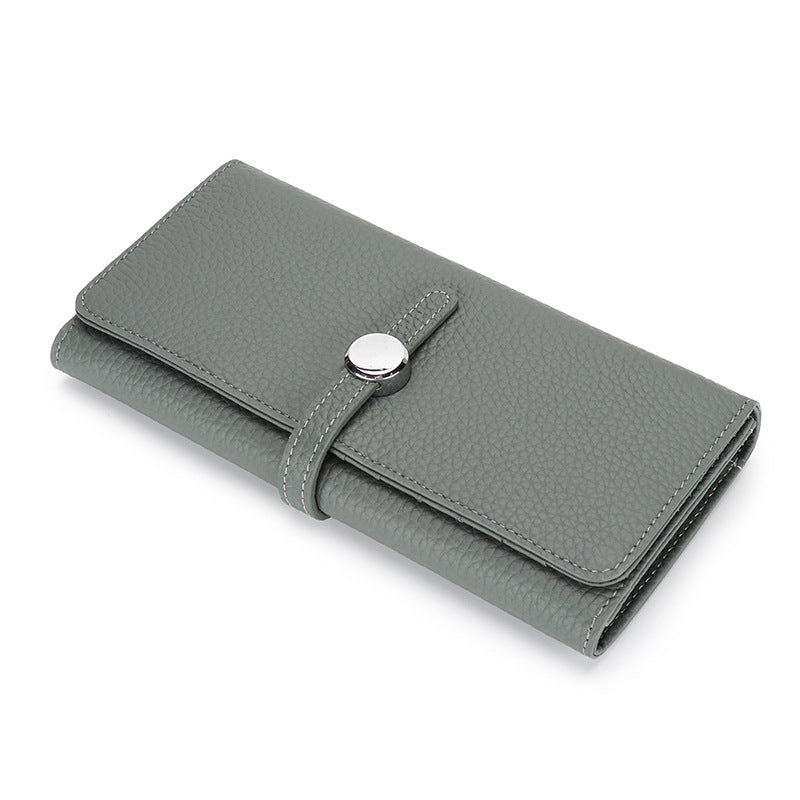 Women's Leather Long Wallet With Large Capacity Folding