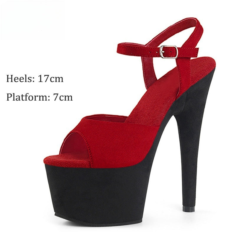 17cm Suede High Heel Sandals Model Catwalk