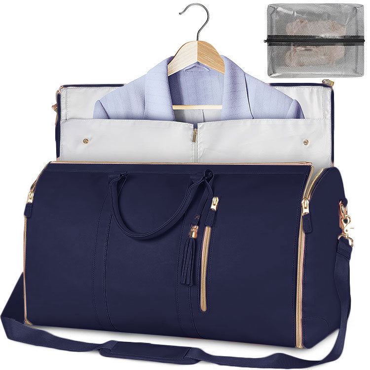 Large Leather Folding Suit Bag Travel Crossbody