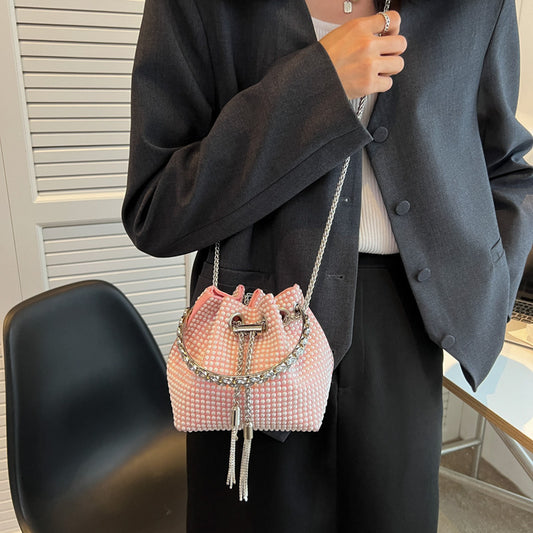 Fashion Trend Chain Bucket Messenger Hand-held Diamond Bag