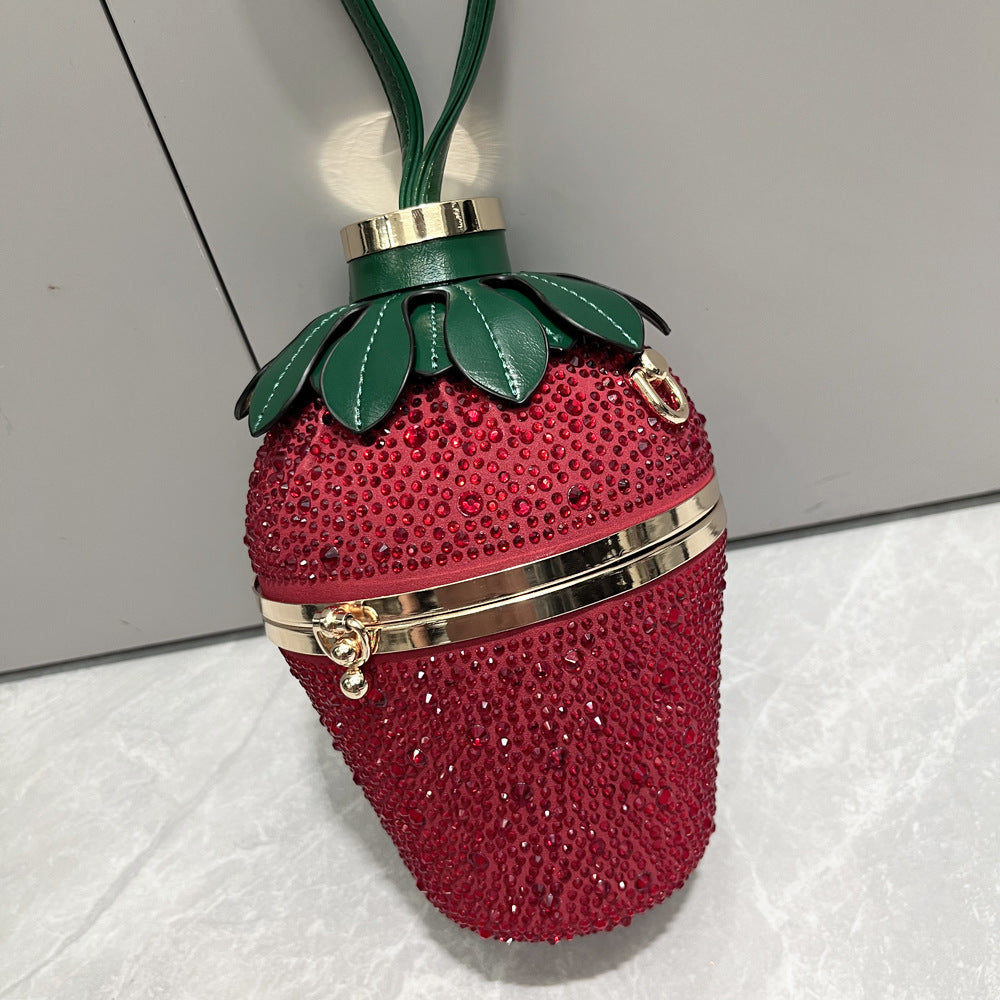 Bolso de hombro individual Bolso bandolera portátil con diamantes de imitación y fresas