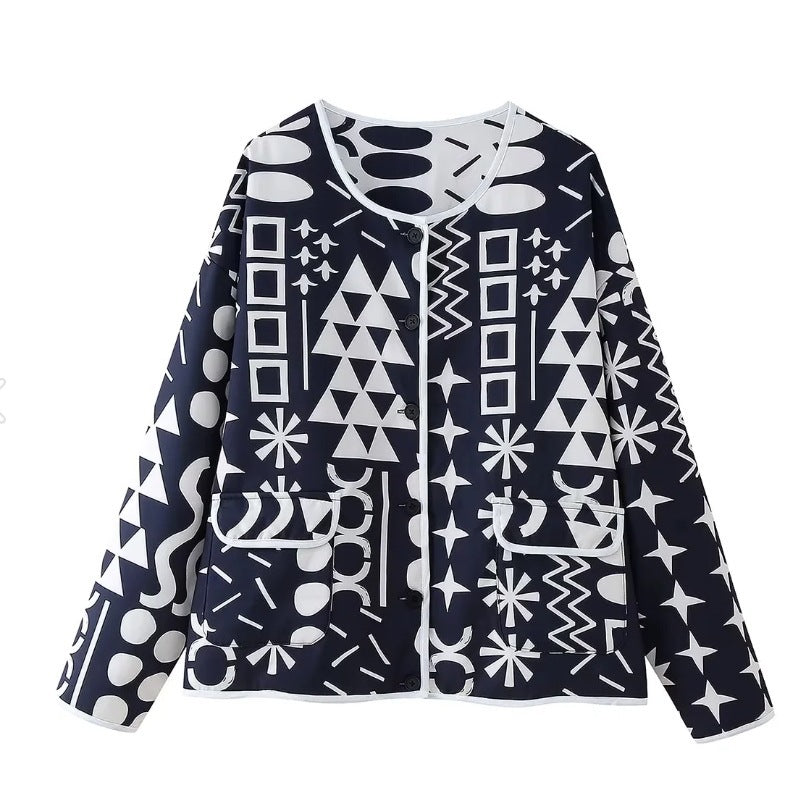 Printed Reversible Cotton-padded Coat Coat