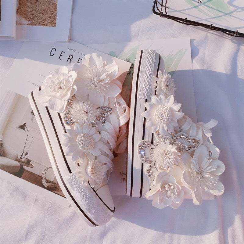 Butterfly Flower High Top Canvas Shoes