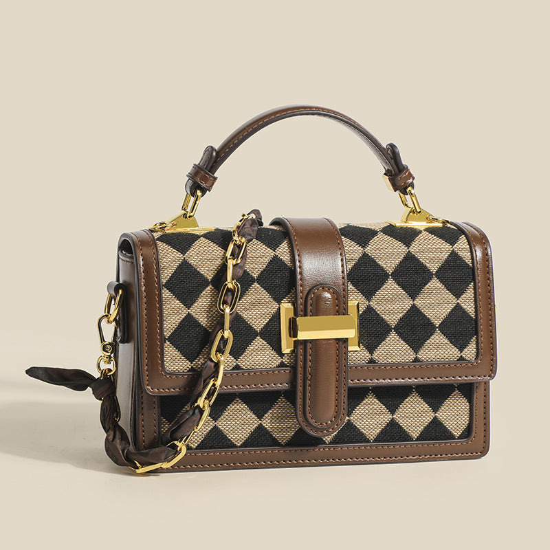 Small Square Bag Chessboard Plaid Chain All-match Shoulder Crossbody