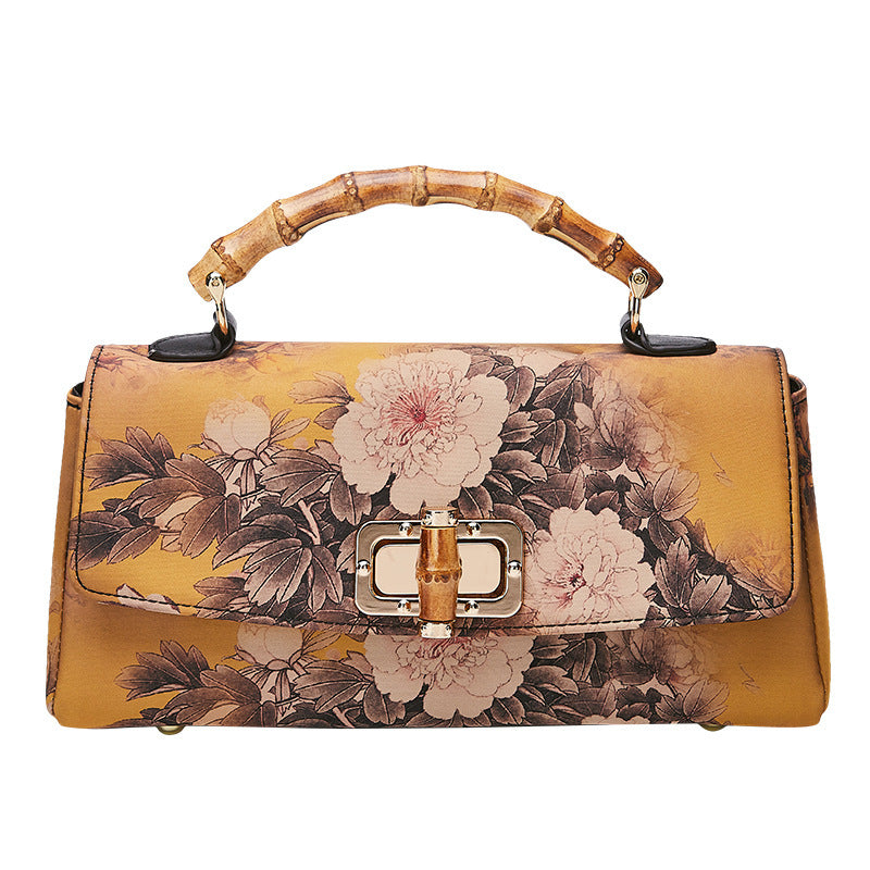 Bolso de mano antiguo de cuero estilo cheongsam retro para mujer