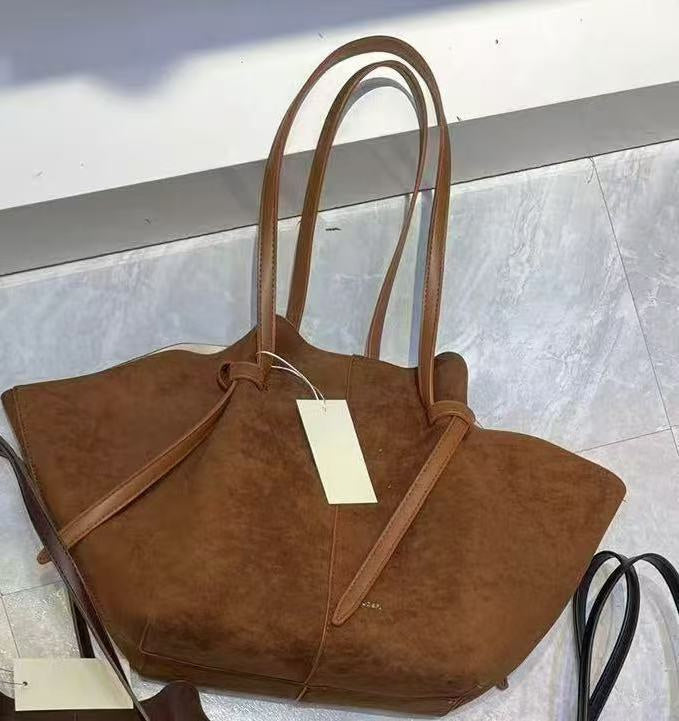 Bolso de hombro para mujer, de gamuza esmerilada, de gran capacidad, bolso de mano portátil