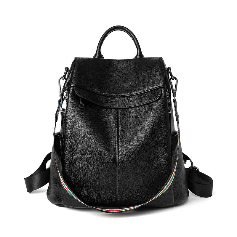 Korean Style All-match Soft Leather Casual Ladies Backpack