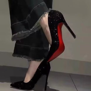 Chaussures à talons fins et pointues pour femmes à paillettes noires