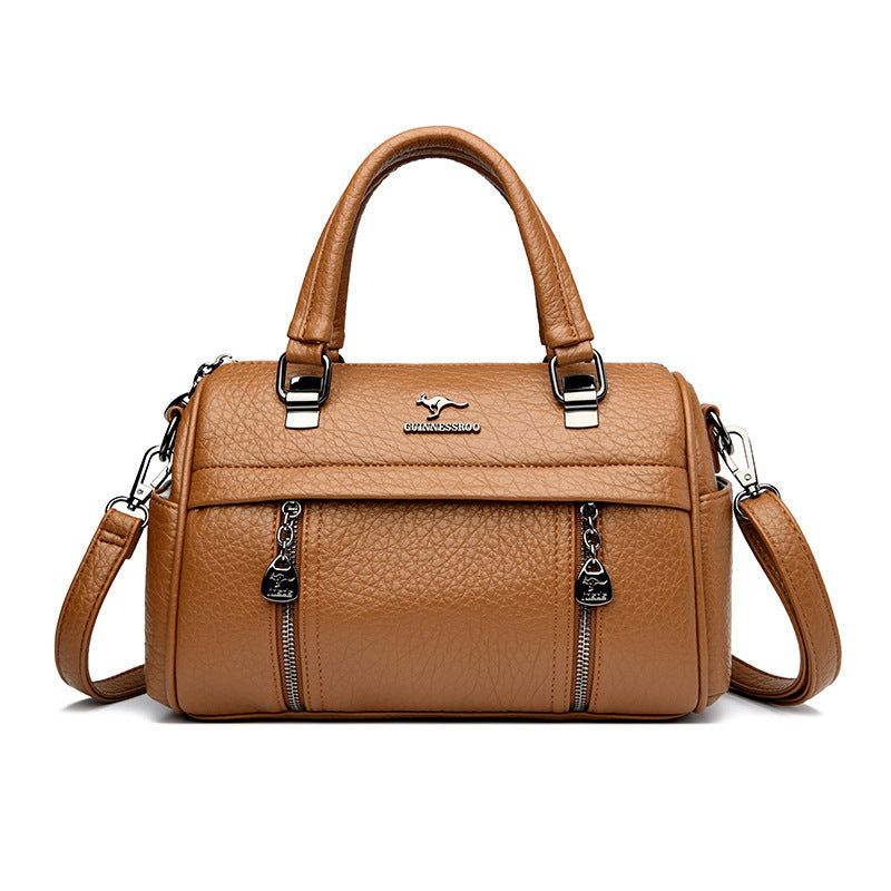 Bolso Boston retro texturizado para mujer, gran capacidad, portátil