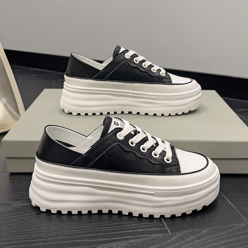 Casual Leather Platform Student Low-top Shoes