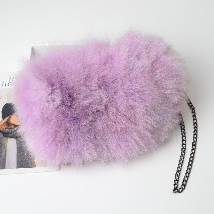 Fashion Fox Fur Warm Hand Warm Fox Fur Fur Women's Shoulder Chain Crossbody Bag