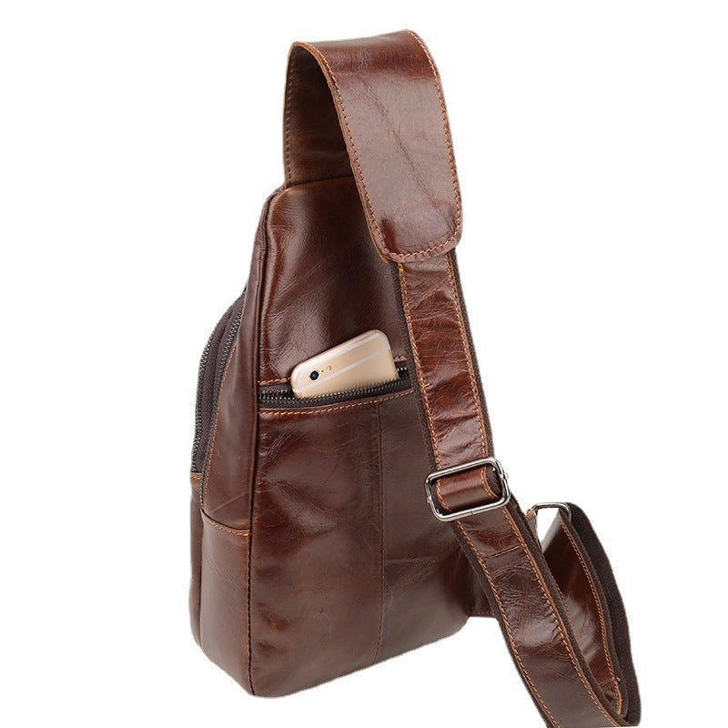 Men's Fashion Head Layer Cowhide Shoulder Crossbody Bag