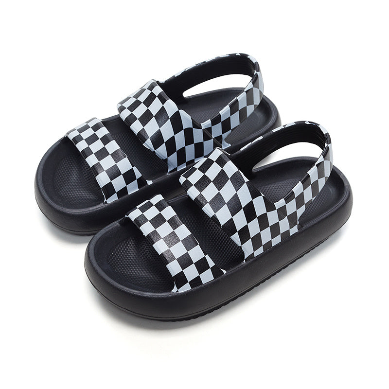 Tuned Checkerboard Black Sandals Female