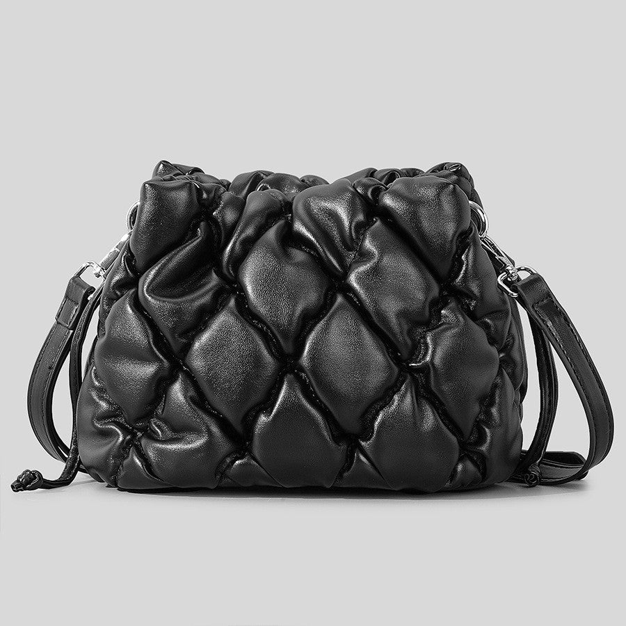 Bolso de mano de PU con costura de rombos para mujer