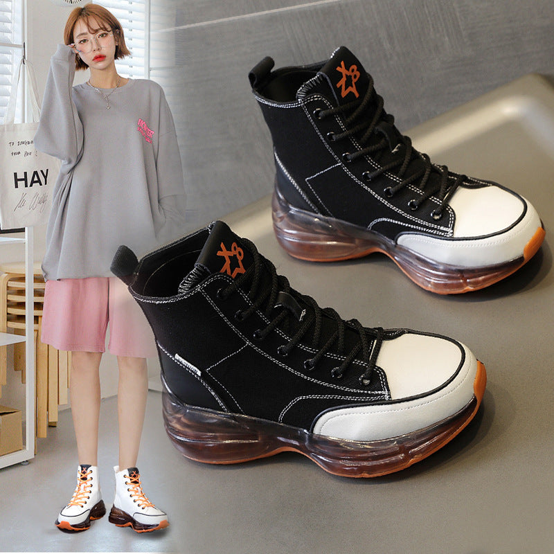 Casual With Fashionable Air Cushion Crystal Sole High Top Shoes