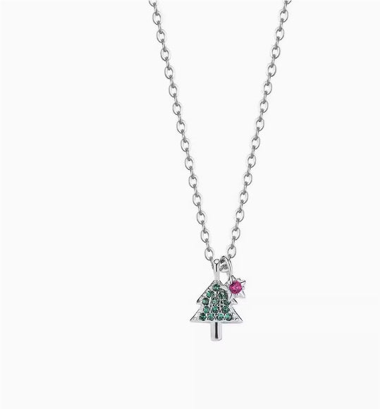 Collier de petit arbre de Noël Chaîne de clavicule Haut de gamme Argent pur Léger Luxe Niche 925