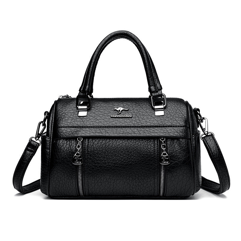 Bolso Boston retro texturizado para mujer, gran capacidad, portátil