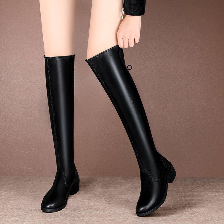 Women's Fashionable And Versatile Thick Heeled Thigh-high Boots