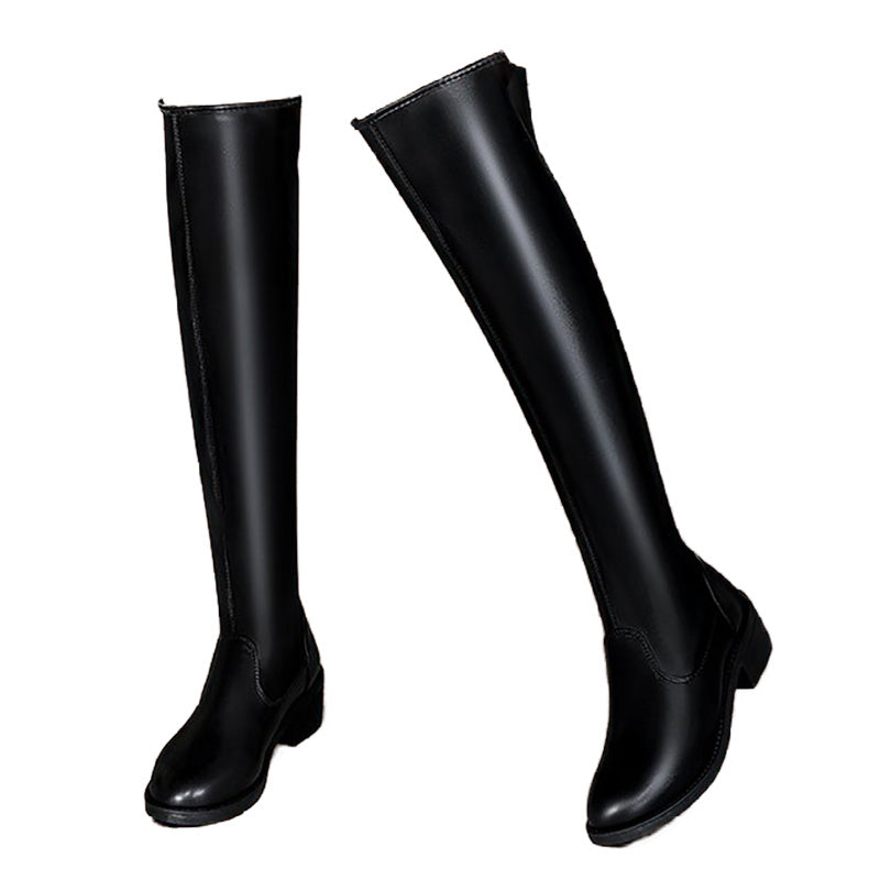 Women's Fashionable And Versatile Thick Heeled Thigh-high Boots